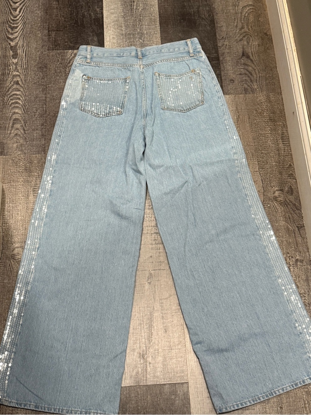 PILCRO Sequin Skater High-Rise Wide-Leg Jeans - Picture 5 of 5